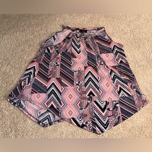 Amana Sleeveless Asymmetrical Patterned Blouse.  Size L